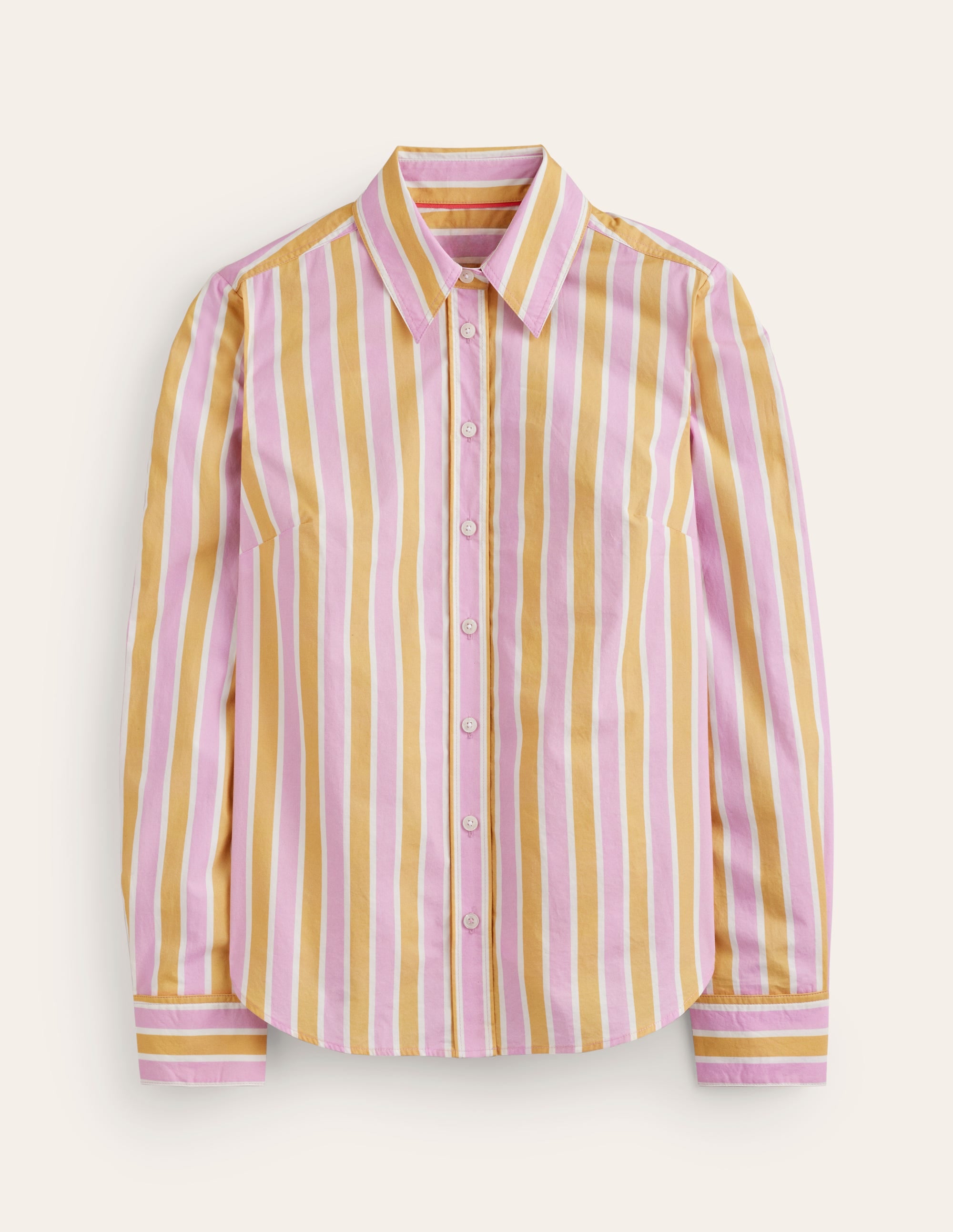 Sienna Cotton Shirt-Mauve and  Yellow Stripe - Image 5