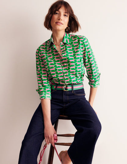 Sienna Cotton Shirt-Rich Emerald, Dachshund