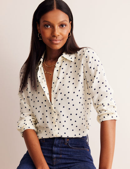 Sienna Silk Shirt-Ivory