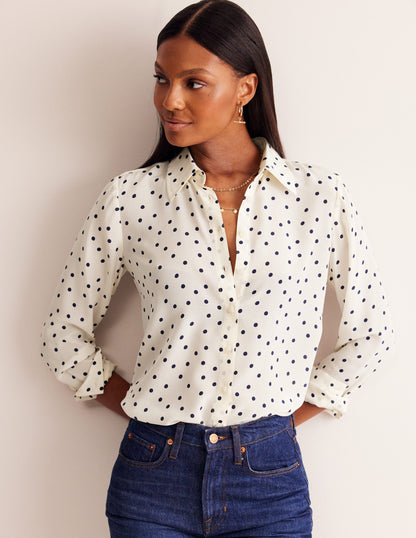 Sienna Silk Shirt-Ivory