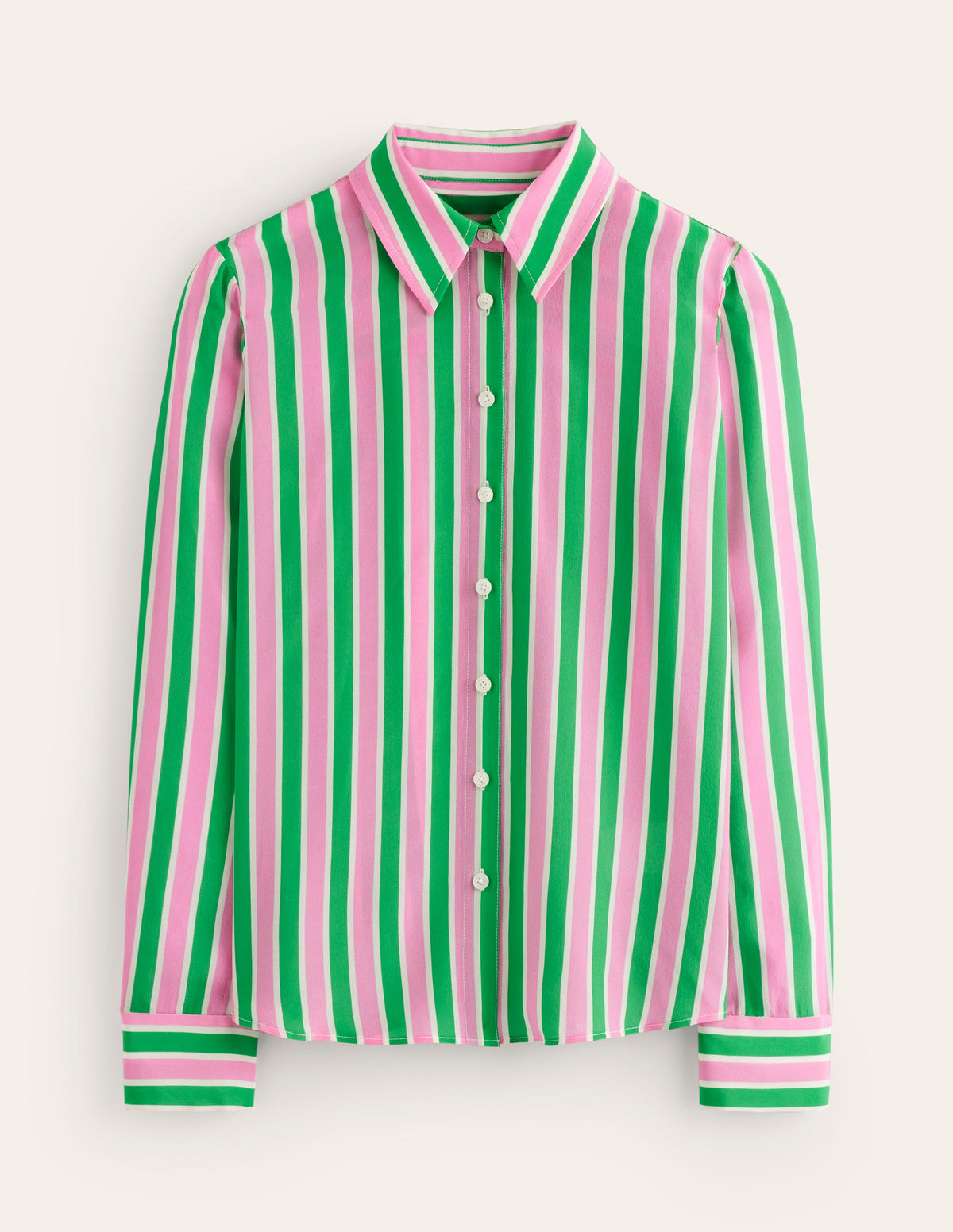 Sienna Silk Shirt-Mauve and Green Stripe - Image 5