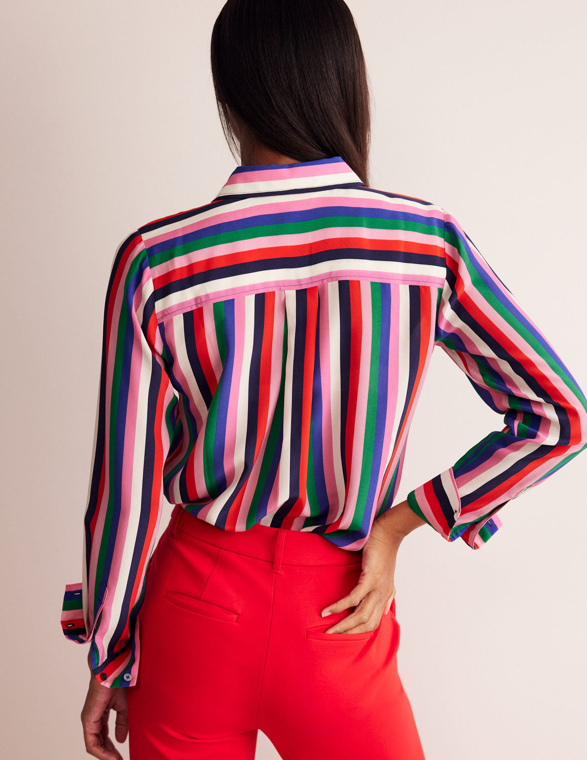 Sienna Silk Shirt-Rainbow Stripe - Image 3