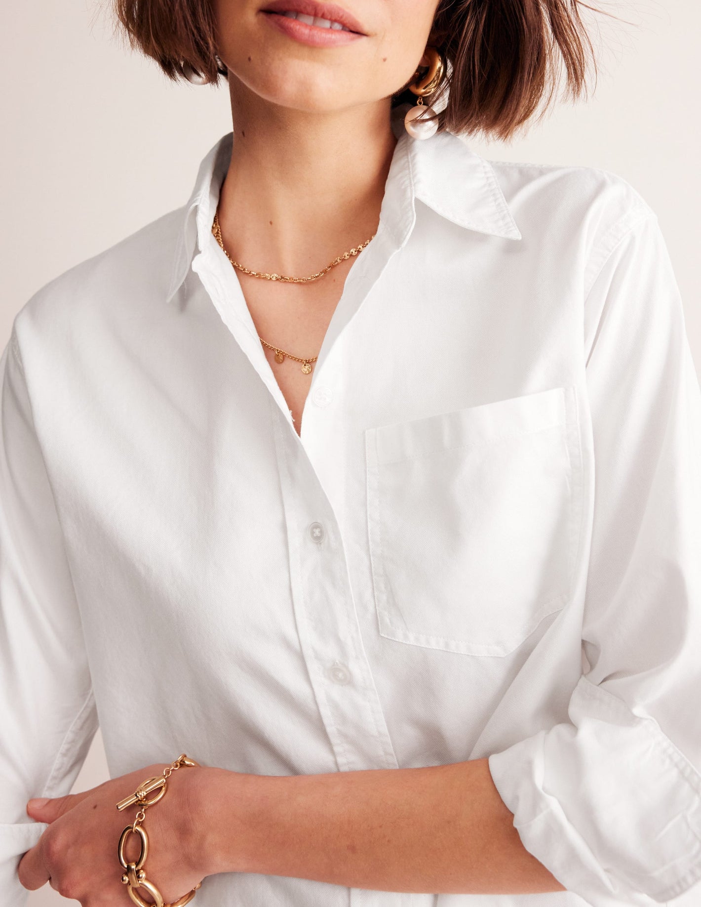 Connie Relaxed Cotton Shirt-White