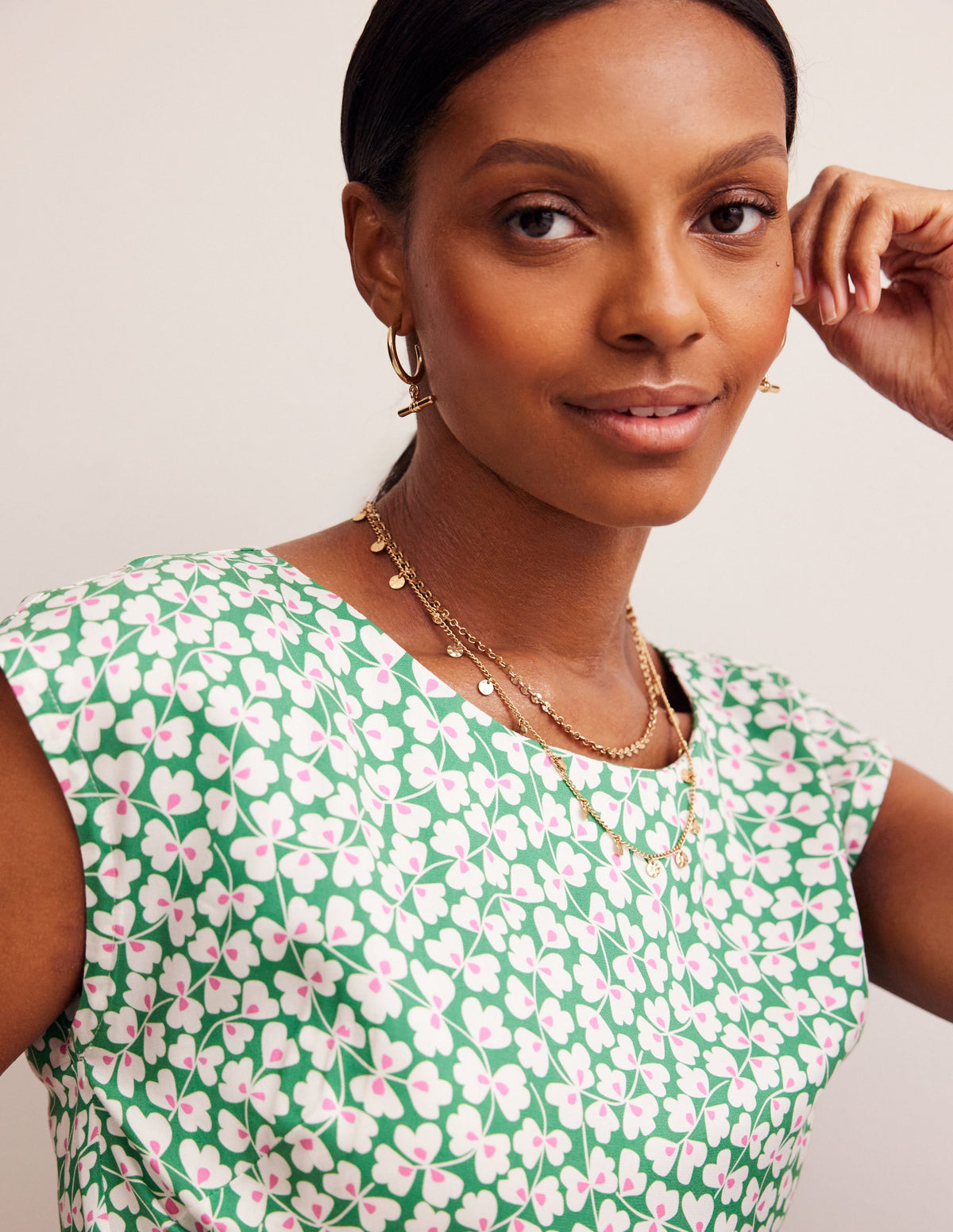 Modern Shell Top-Rich Emerald, Clover Whirl - Image 2