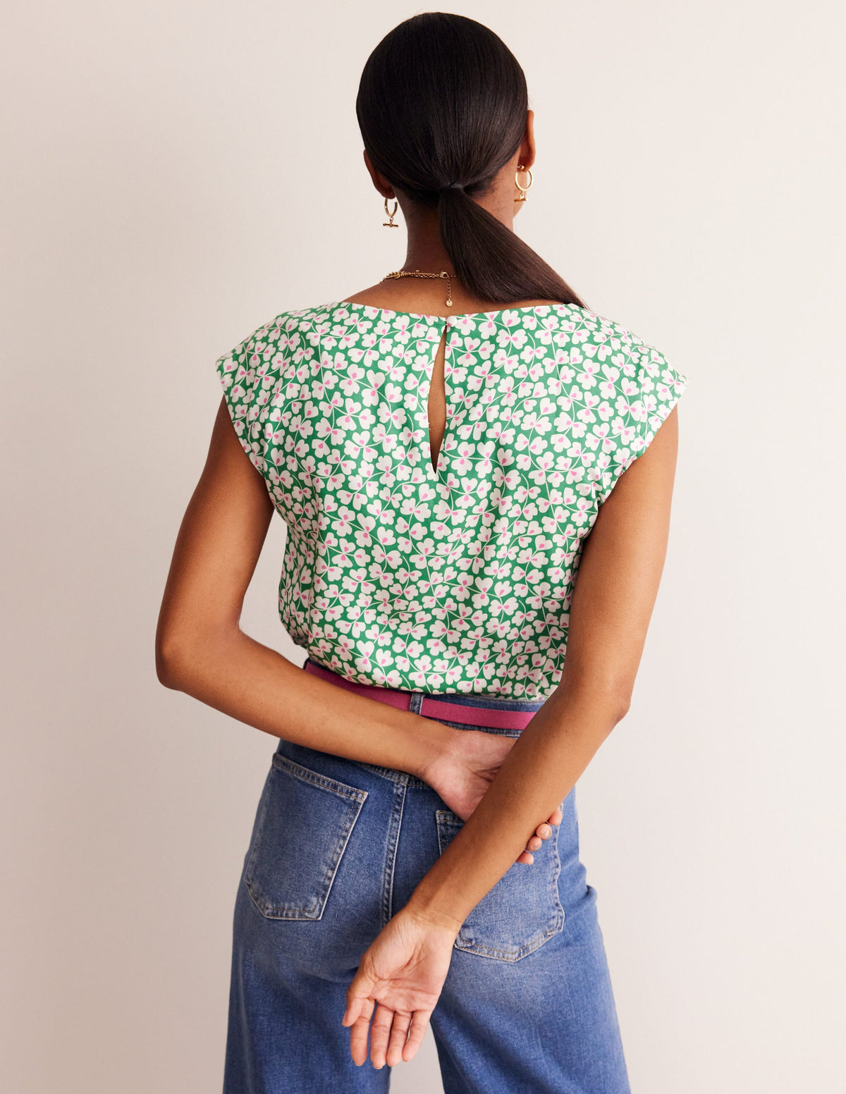 Modern Shell Top-Rich Emerald, Clover Whirl - Image 3