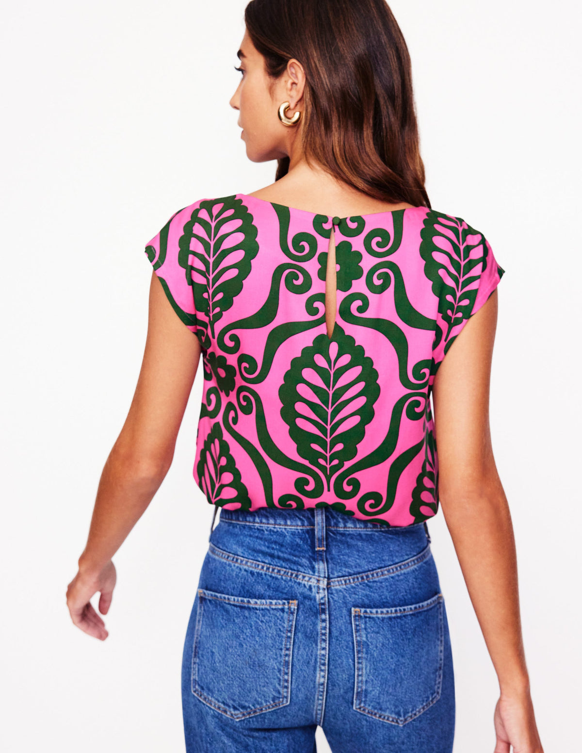 Modern Shell Top-Brilliant Pink, Foliage Stamp - Image 3