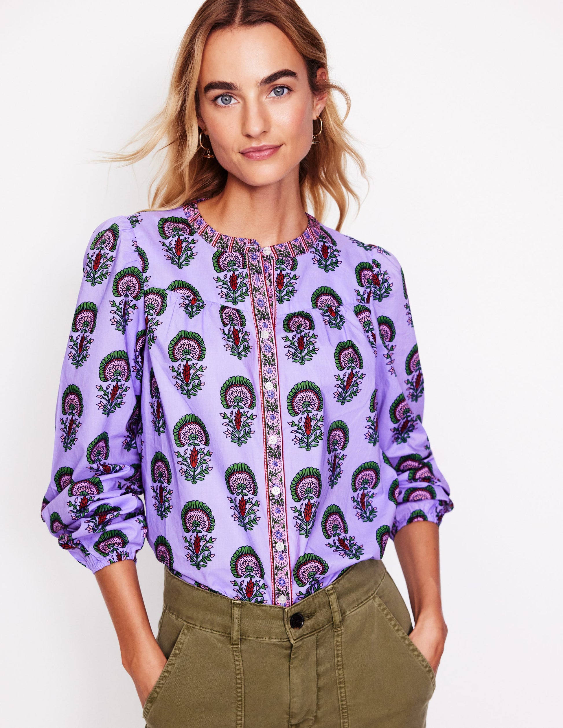 Savannah Cotton Blouse-Iris Purple, Passion Bud-2