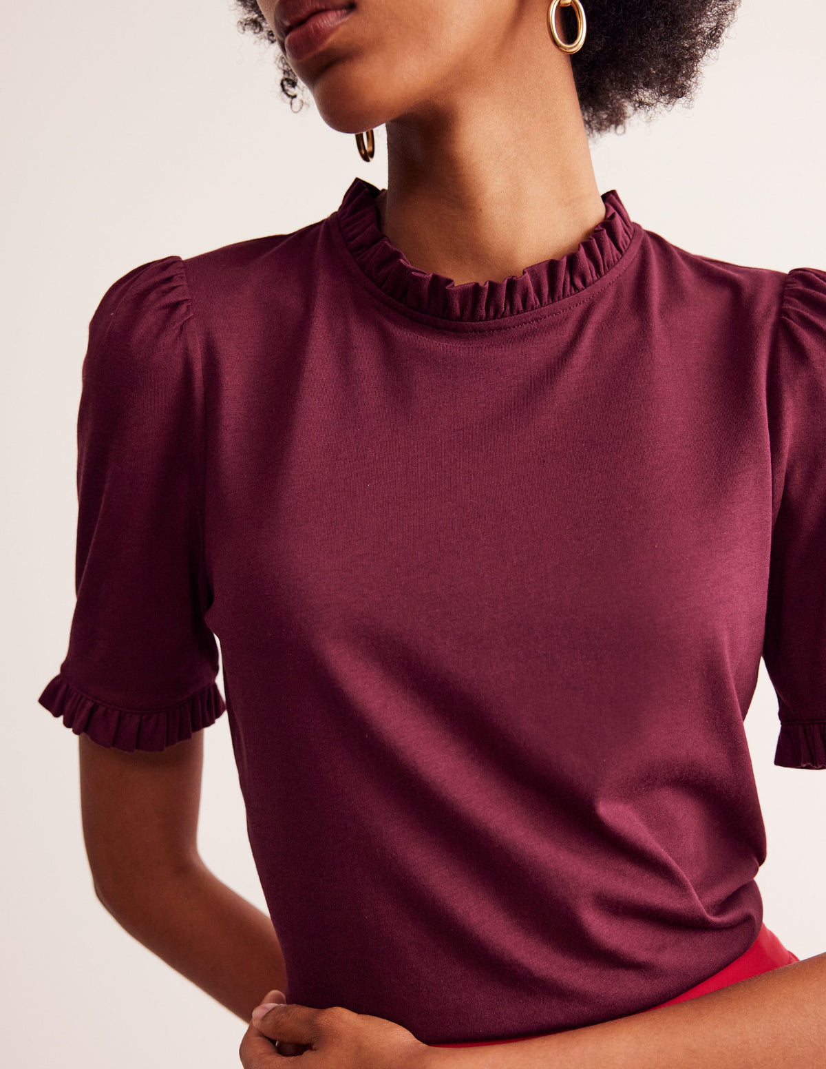 Supersoft Frill Detail T-shirt-Deep Wisteria - Image 2