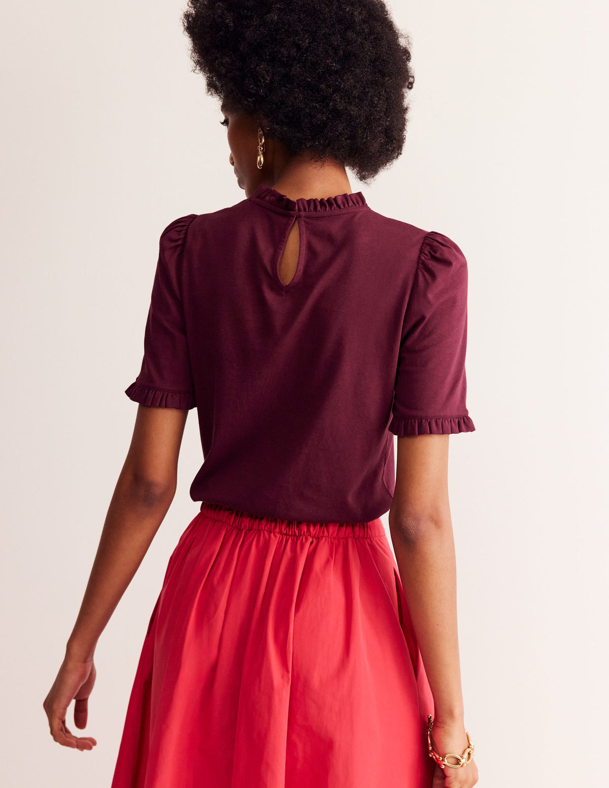 Supersoft Frill Detail T-shirt-Deep Wisteria - Image 3