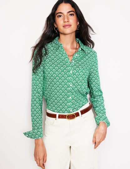 Amelia Jersey Shirt-Green, Trellis Pop