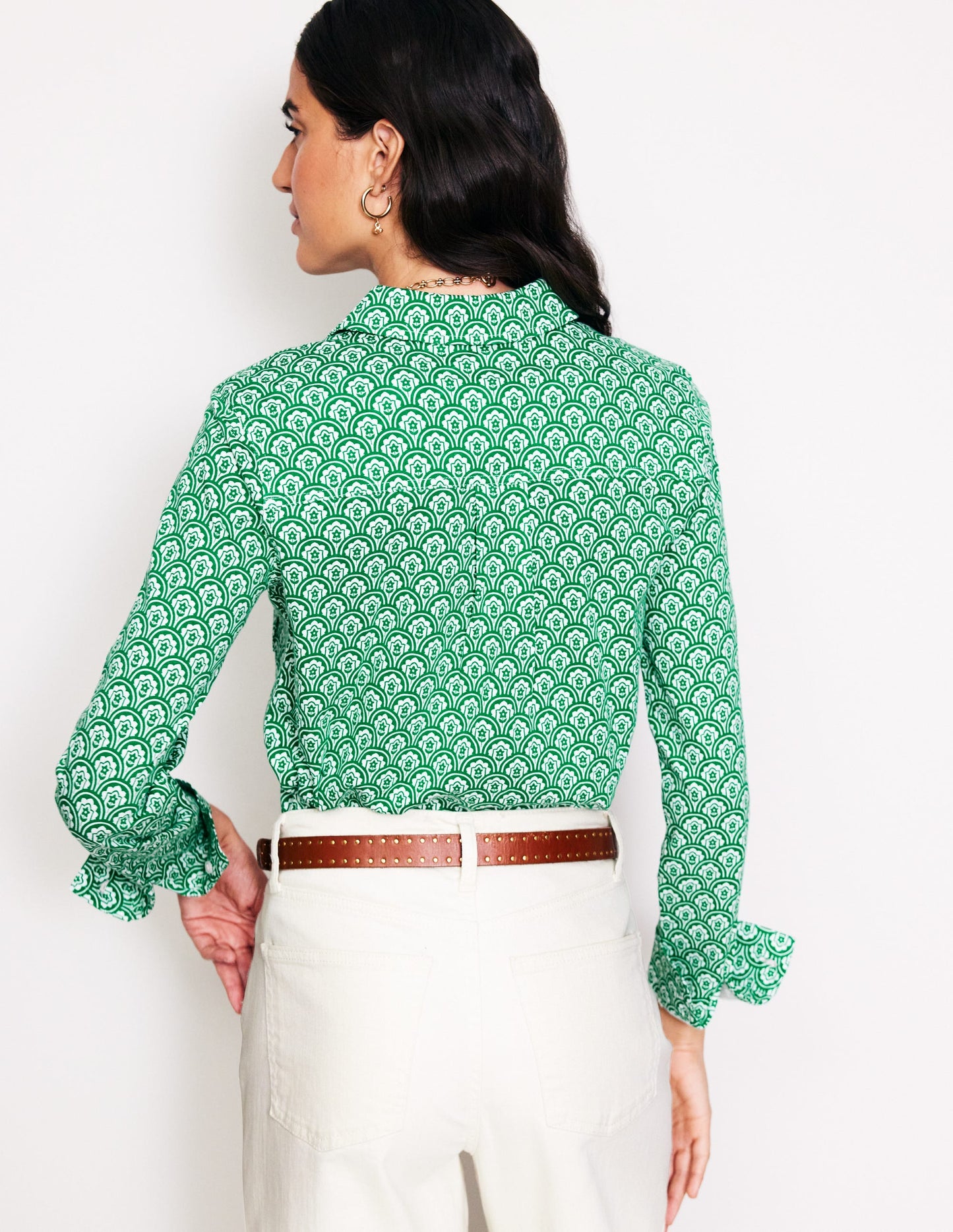 Amelia Jersey Shirt-Green, Trellis Pop