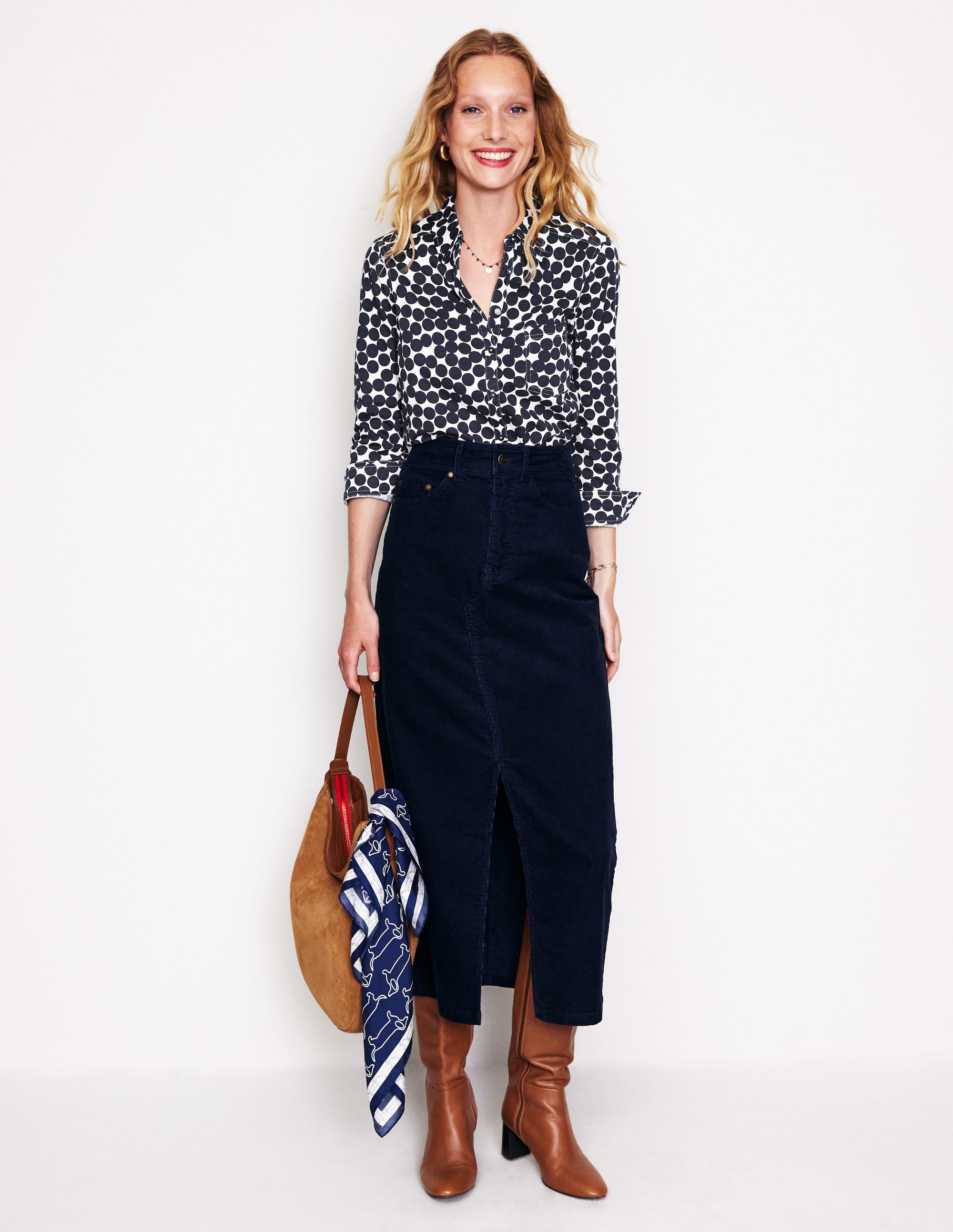 Amelia Jersey Shirt-Navy, Spot Cluster - Image 4