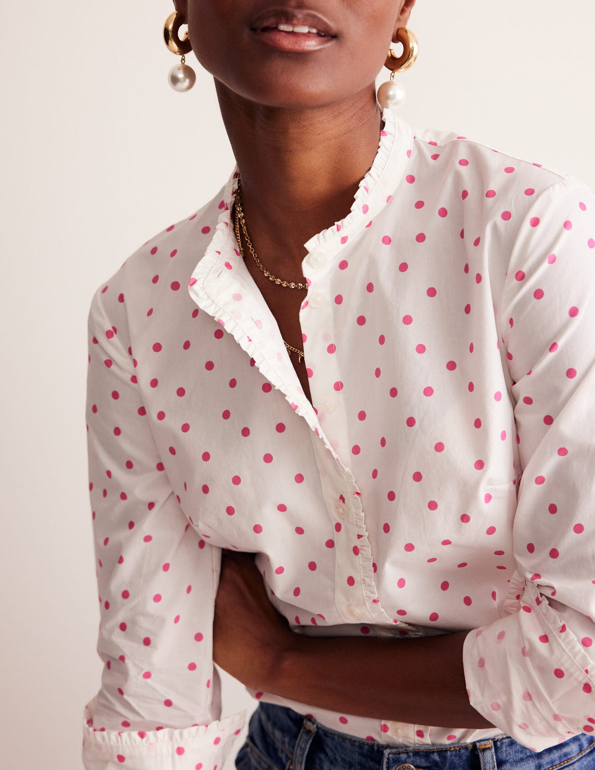 Phoebe Shirt-Ivory, Party Pink Spot - Image 2