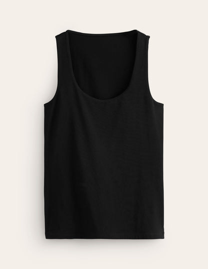 Double Layer Scoop Neck Vest-Black-5