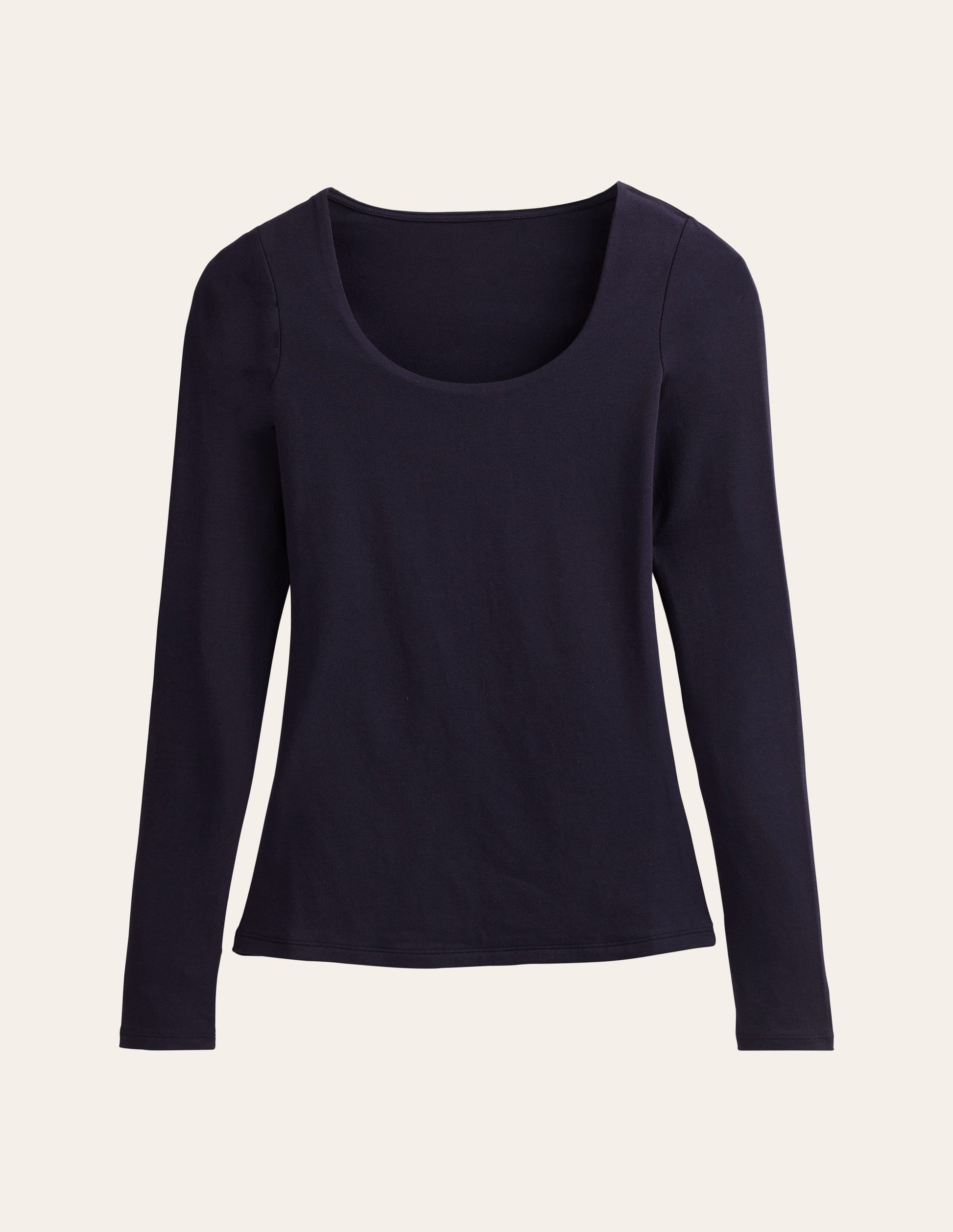 Double Layer Scoop Long Sleeve-Navy-5