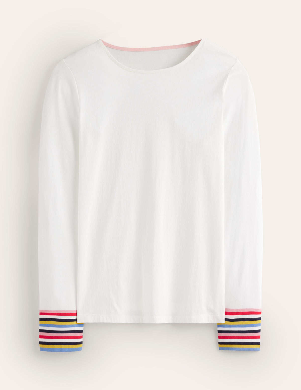 Supersoft Crew Neck Top-White Multi Stripe Cuff-5