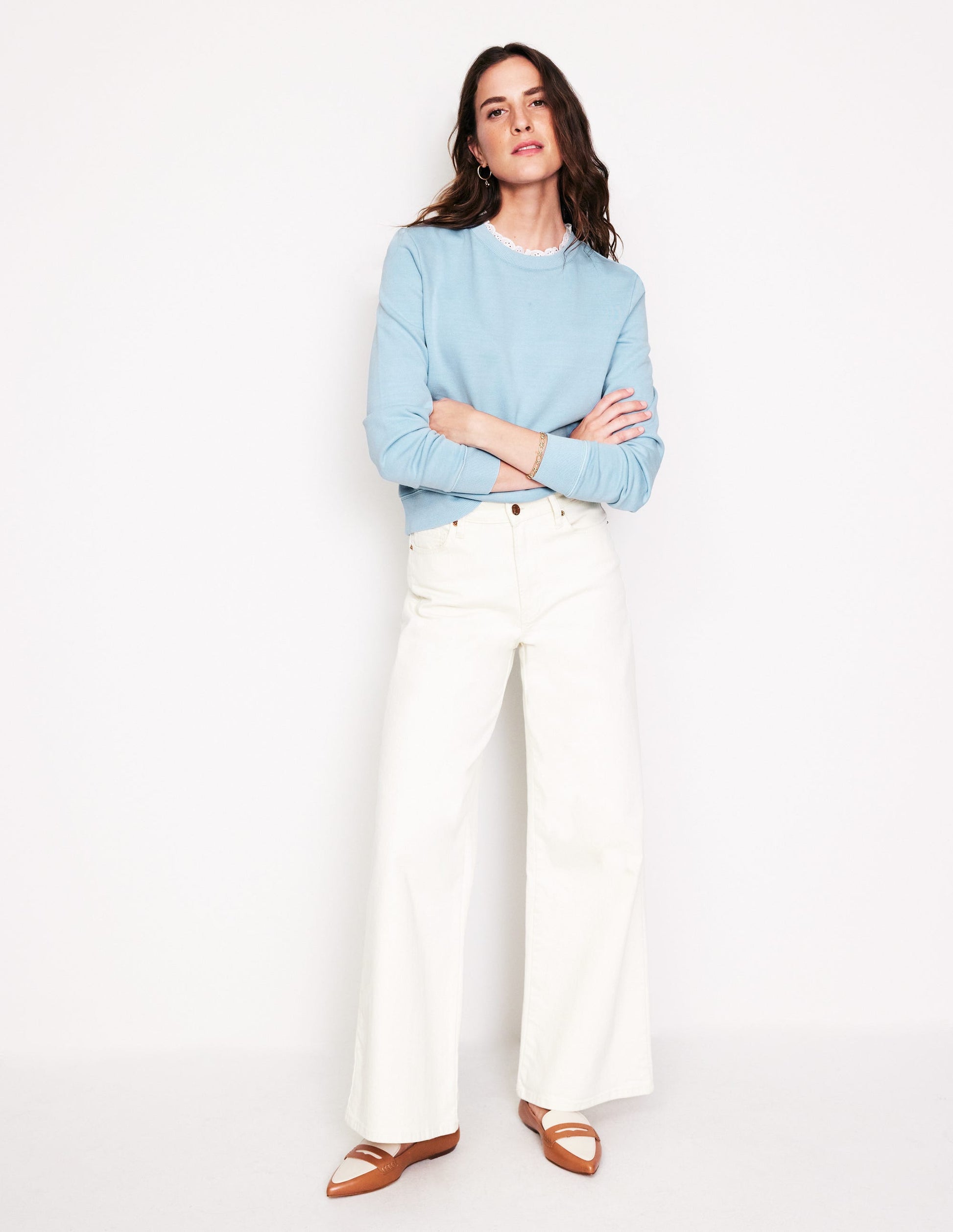 Broderie Trim Sweatshirt-Sky Blue-4