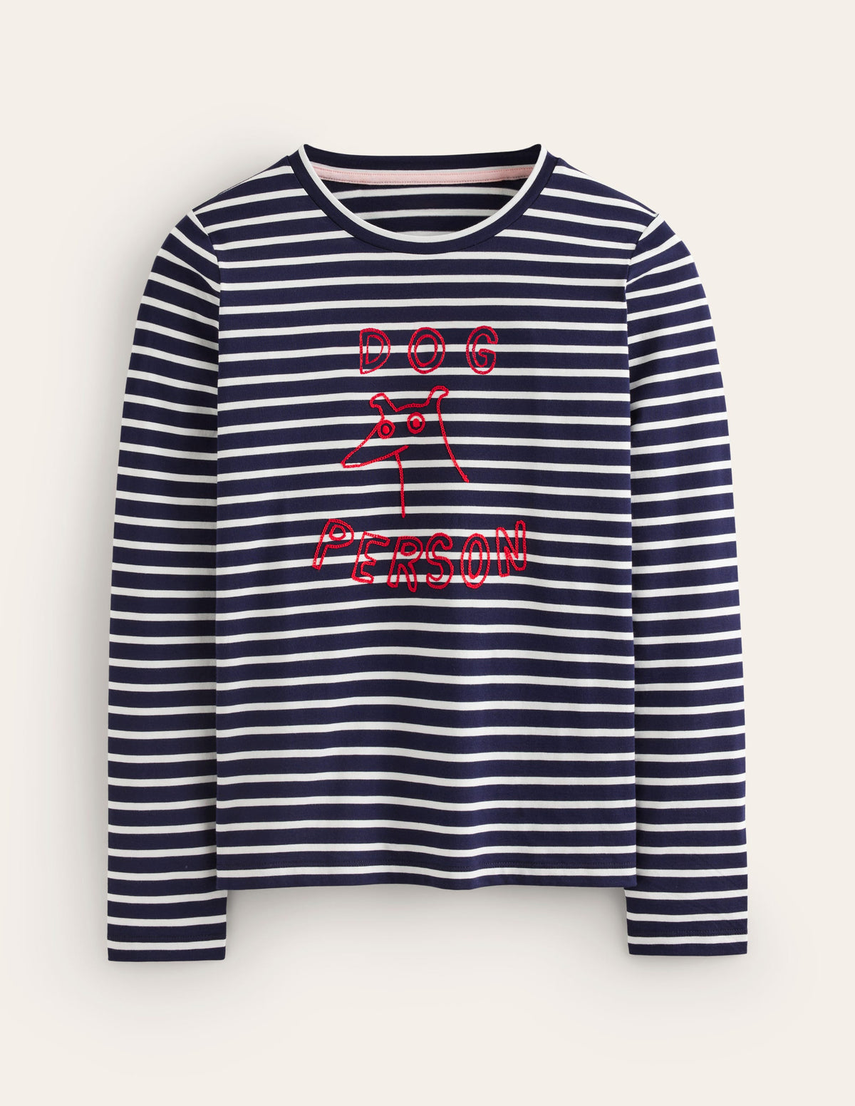 Embroidered Regular T-Shirt-Navy, Ivory Dog Person - Image 5
