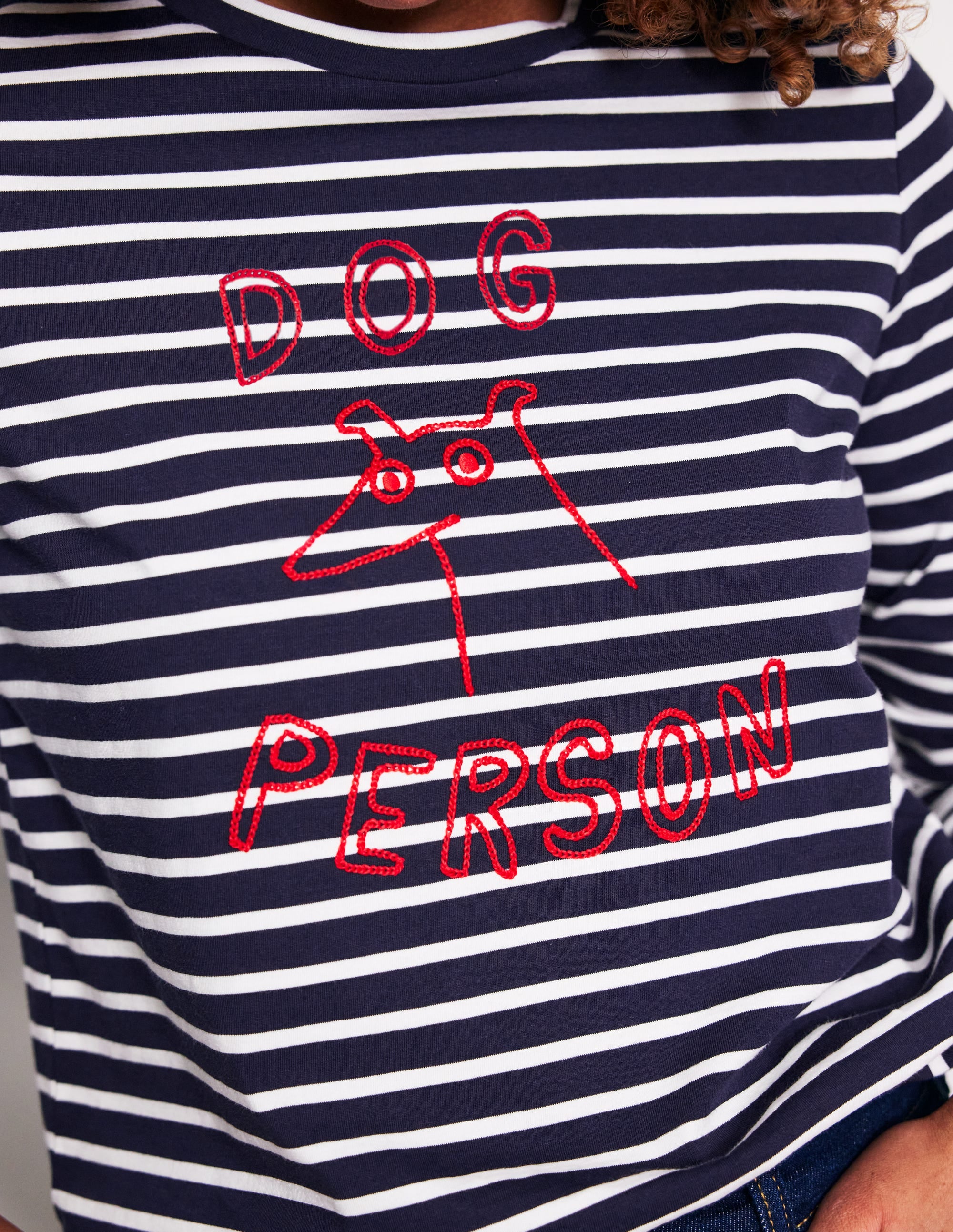 Embroidered Regular T-Shirt-Navy, Ivory Dog Person - Image 2