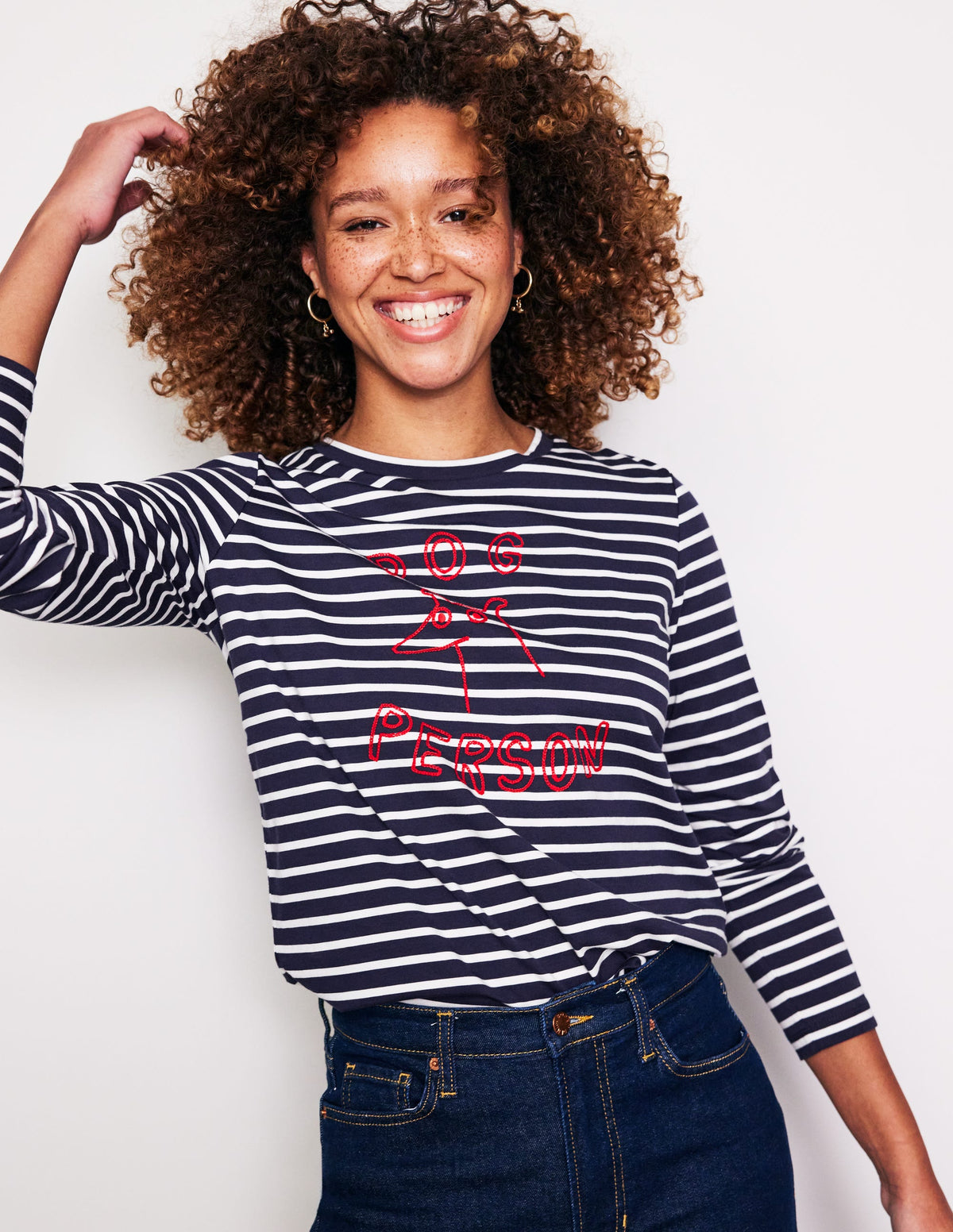 Embroidered Regular T-Shirt-Navy, Ivory Dog Person - Image 4