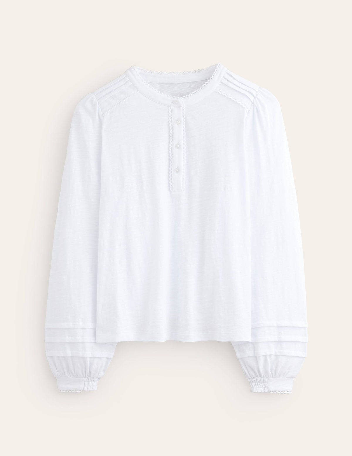 Henrietta Pintuck Henley Top-White-5
