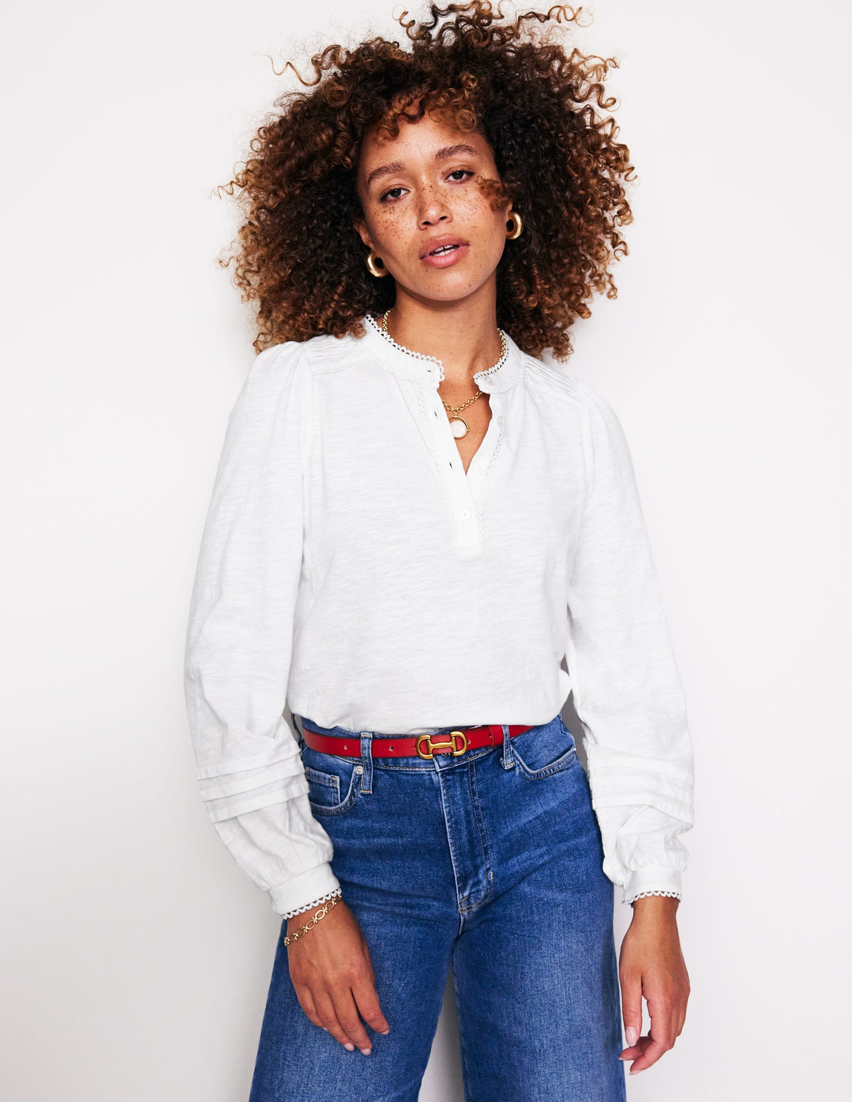 Henrietta Pintuck Henley Top-White-1