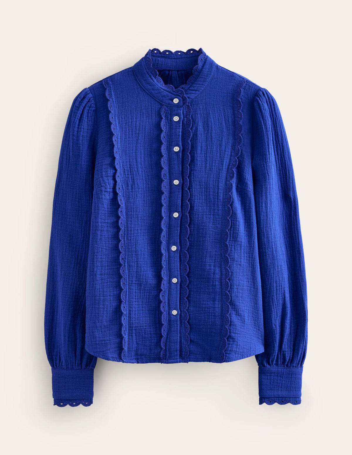 Double Cloth Scallop Blouse-Bright Blue-5