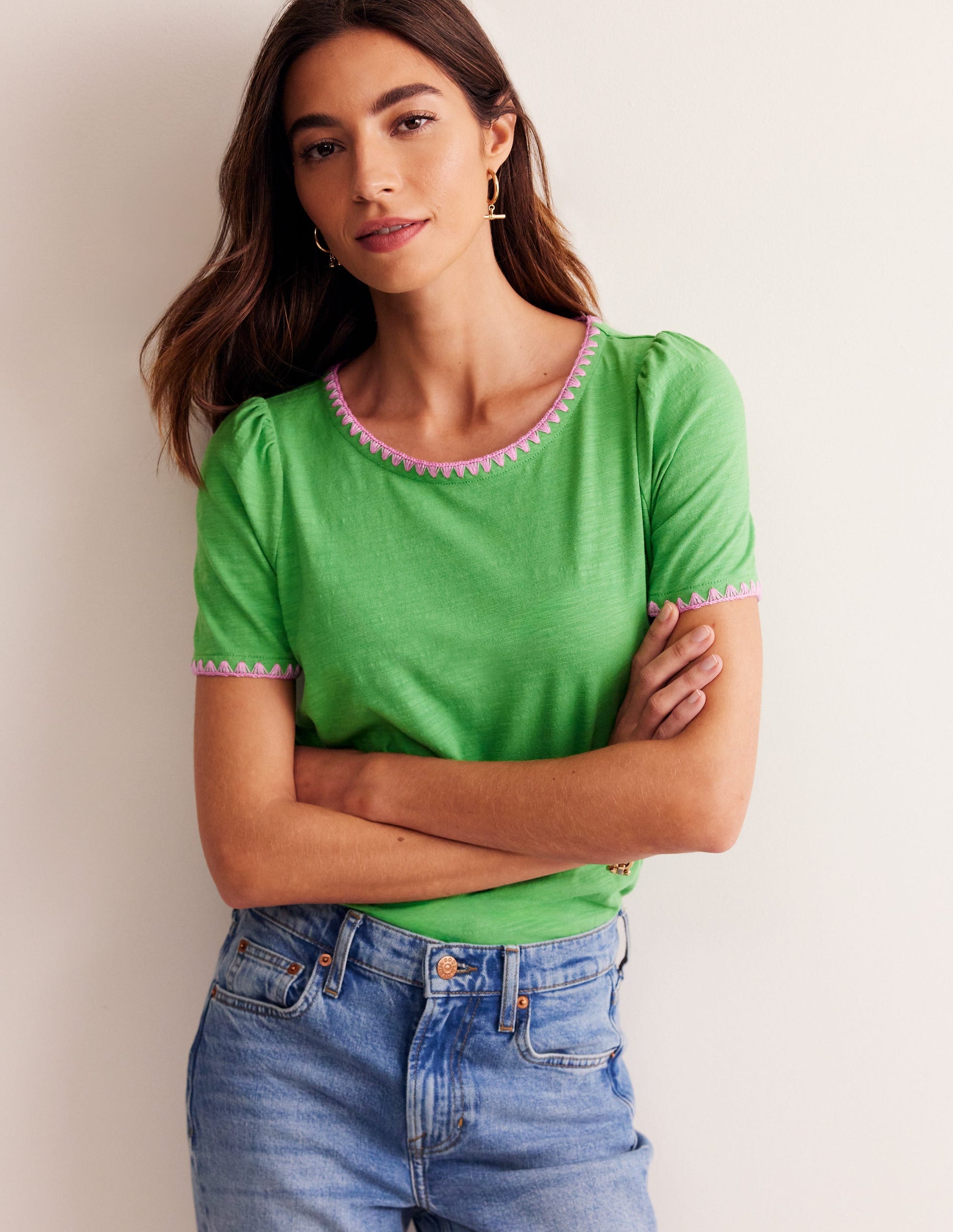 Ali Crochet T-shirt-Kelly Green-1