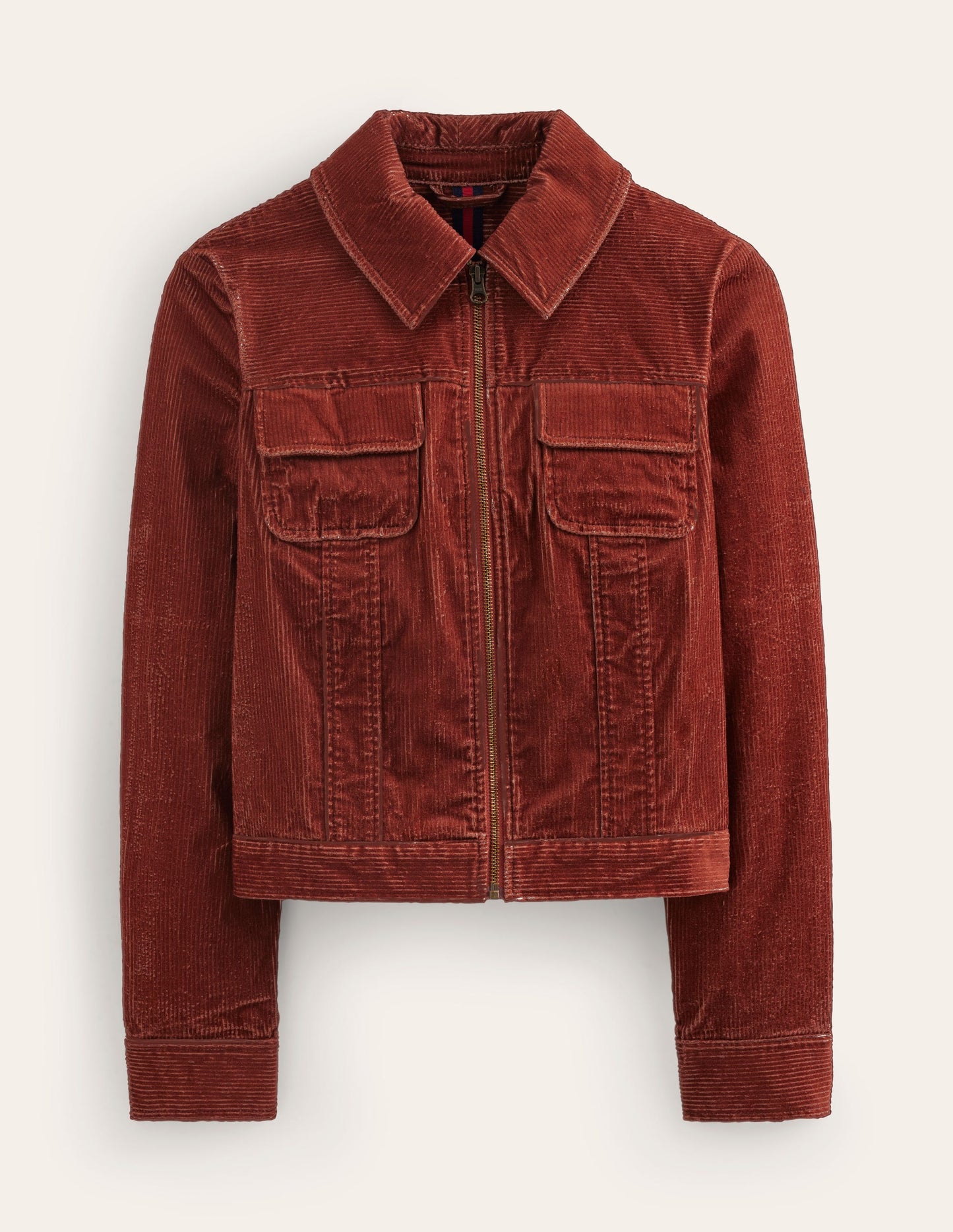 Cord Zip Through Jacket-Deep Rust