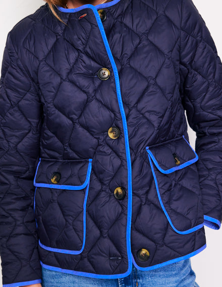 Derby Quilted Jacket-Navy, Tigers Eye