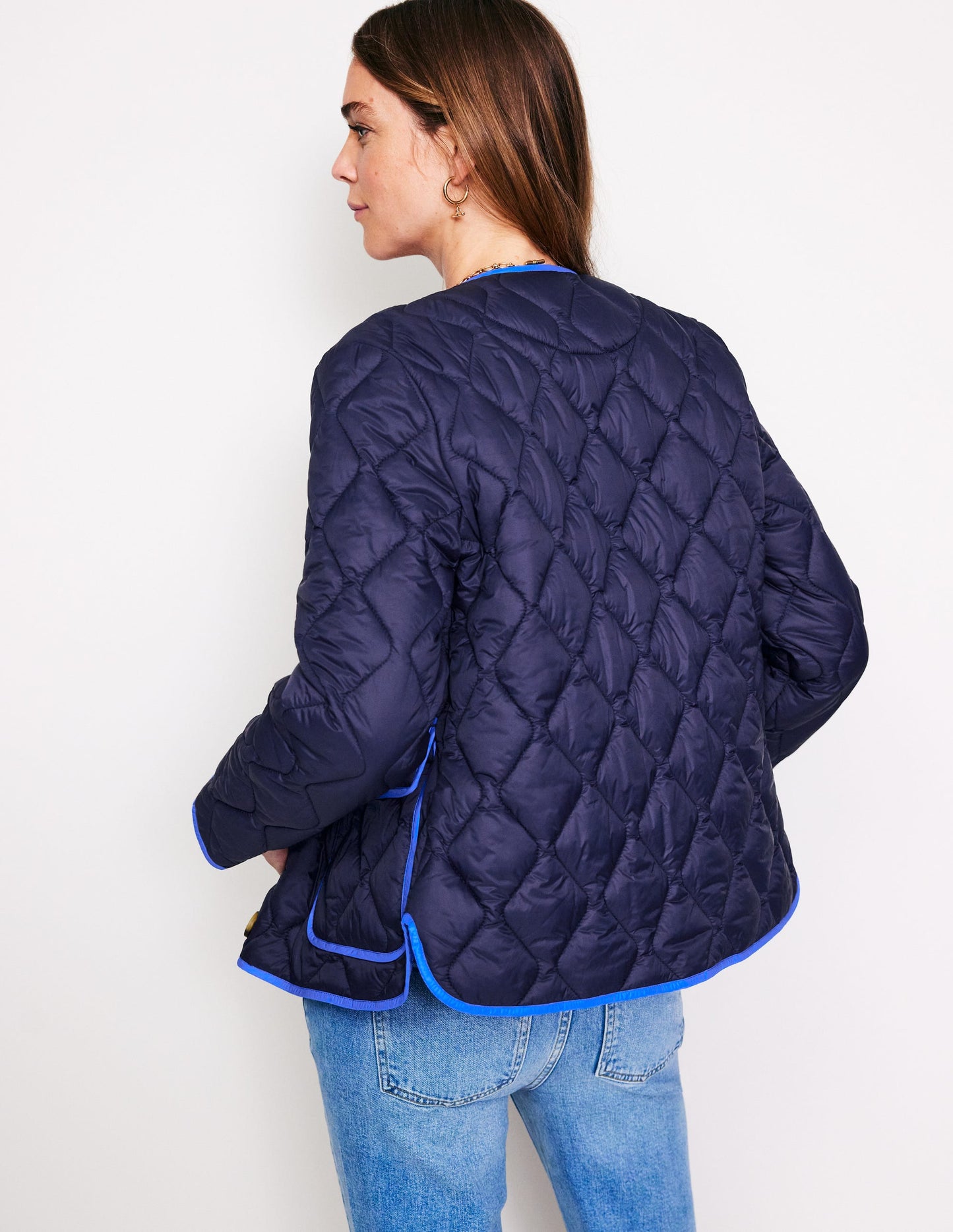 Derby Quilted Jacket-Navy, Tigers Eye