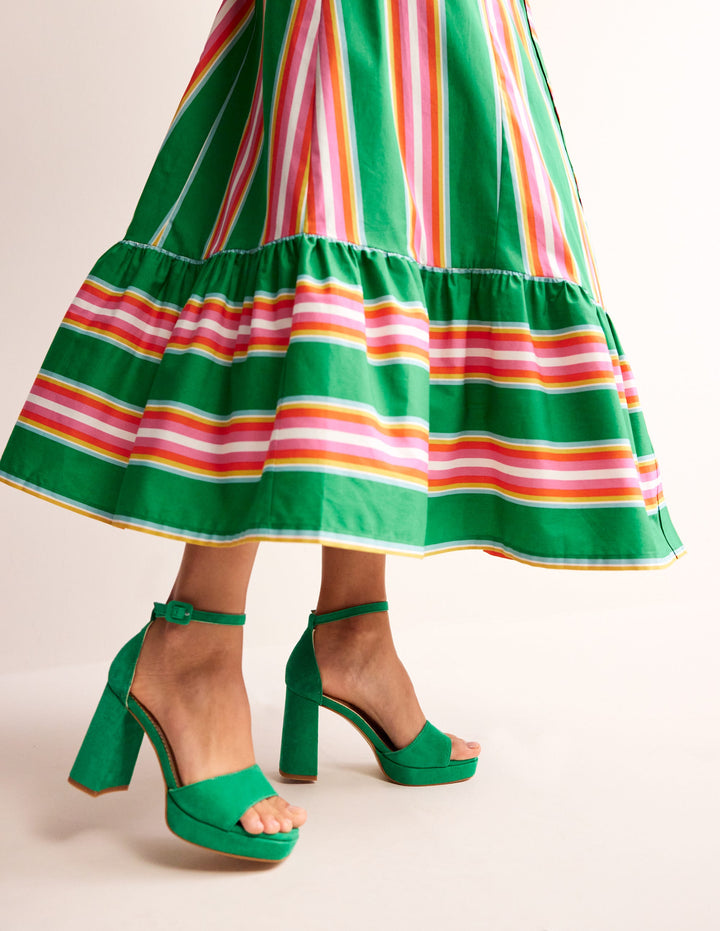 Heeled Platform Sandals-Green