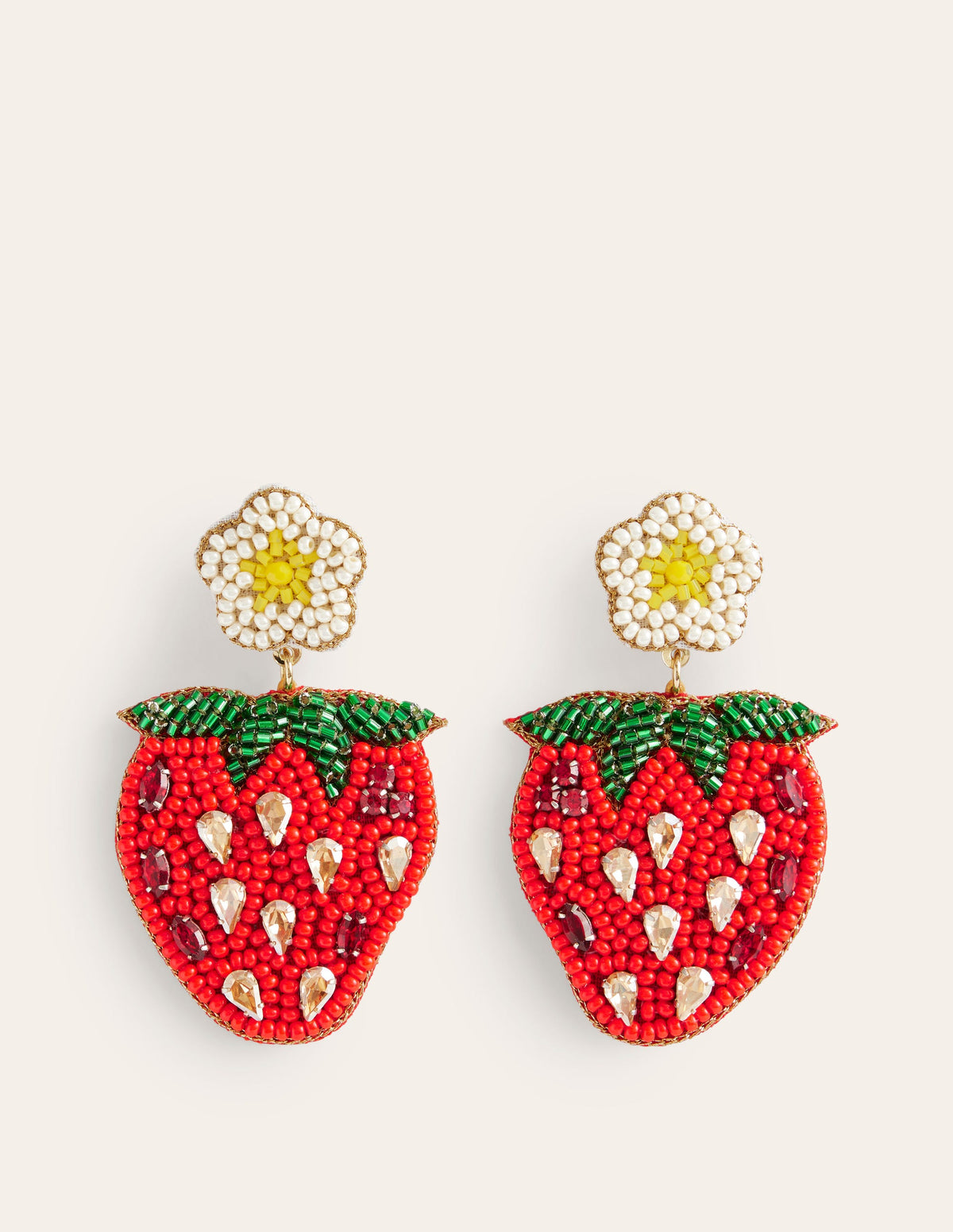 Beady Motif Earrings-Strawberry - Image 2