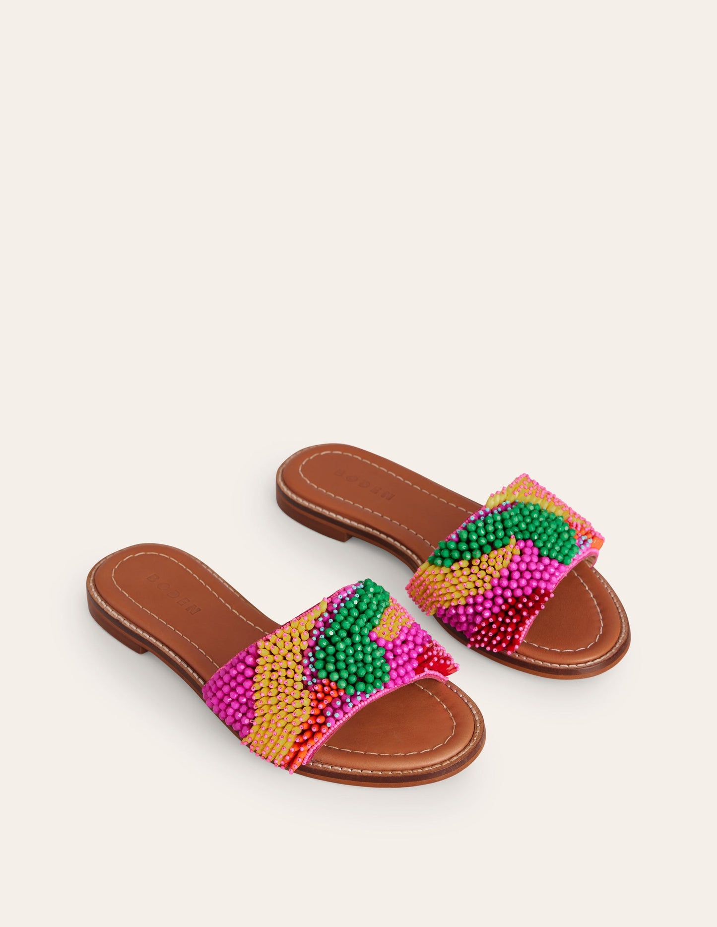 Multi-Beaded Flat Sandals-Multi