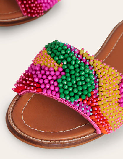 Multi-Beaded Flat Sandals-Multi