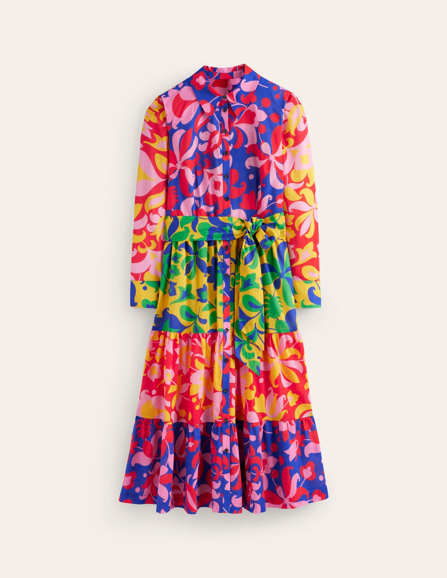 Flo Cotton Midi Shirt Dress-Abstract Tulip, Hotch