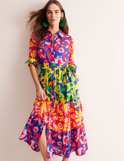 Flo Cotton Midi Shirt Dress-Abstract Tulip, Hotch