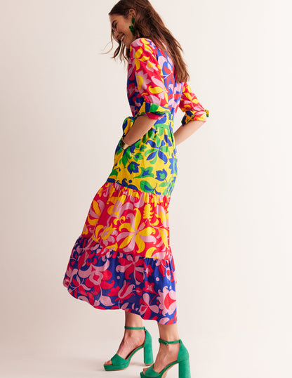 Flo Cotton Midi Shirt Dress-Abstract Tulip, Hotch