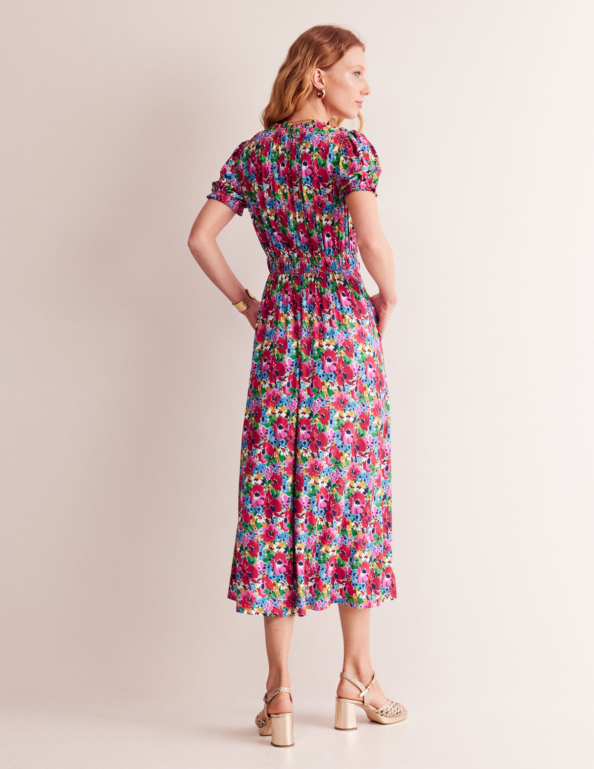 Rosanna Jersey Midi Tea Dress-Multi, Wild Poppy - Image 3