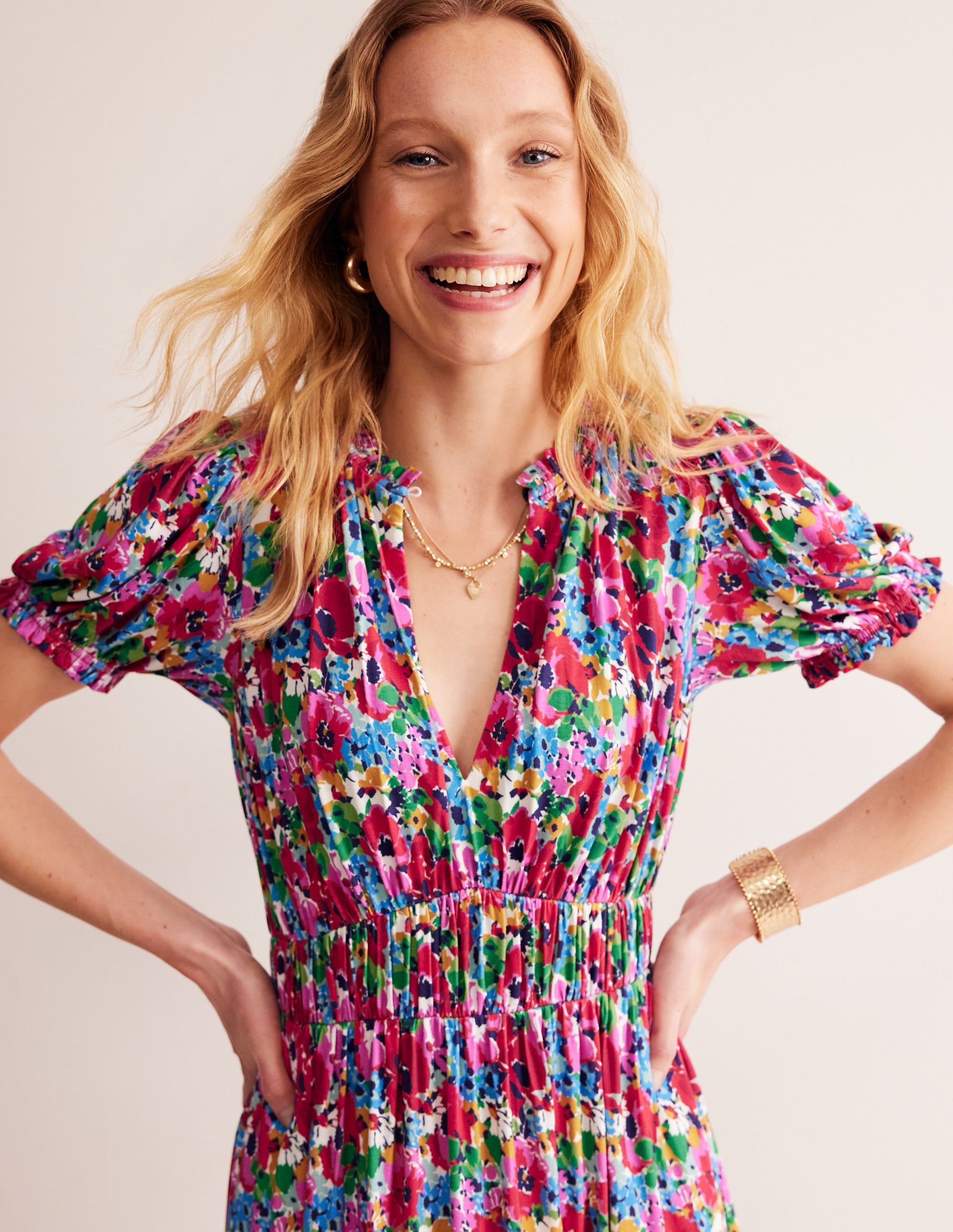 Rosanna Jersey Midi Tea Dress-Multi, Wild Poppy - Image 4
