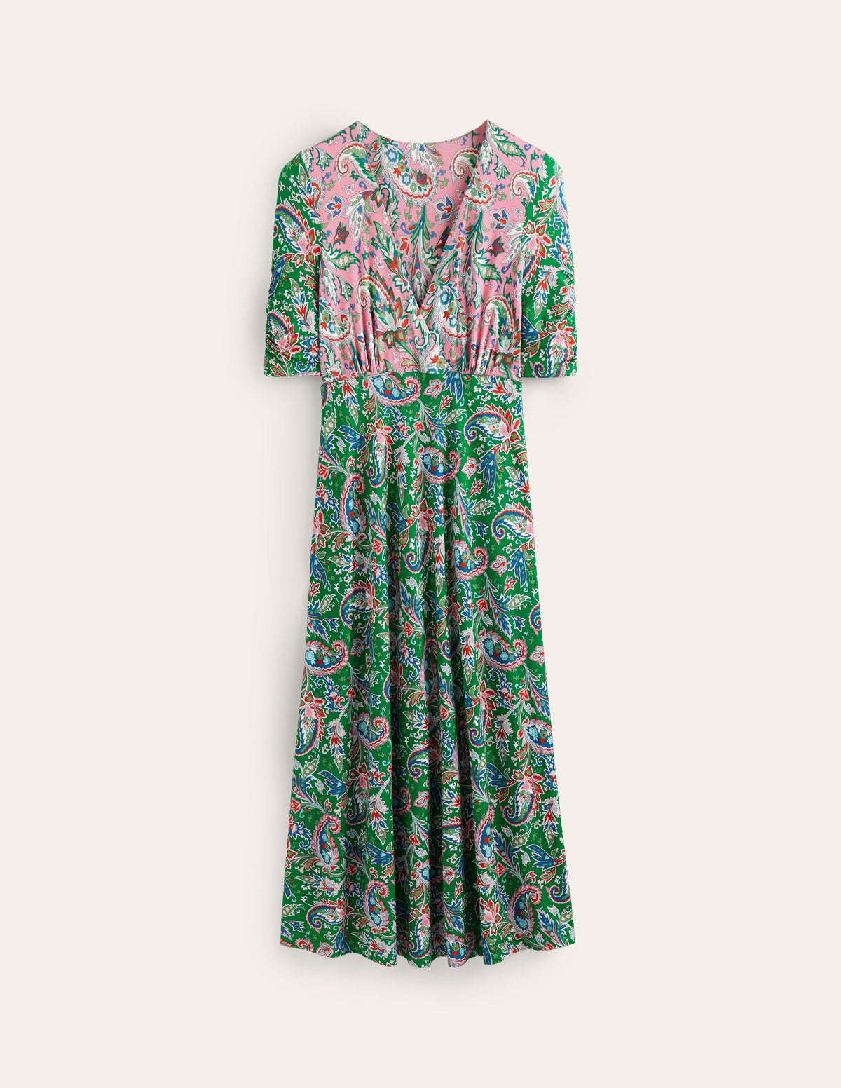 Rebecca Jersey Midi Tea Dress-Cashmere Rose, Paisley Azure-7