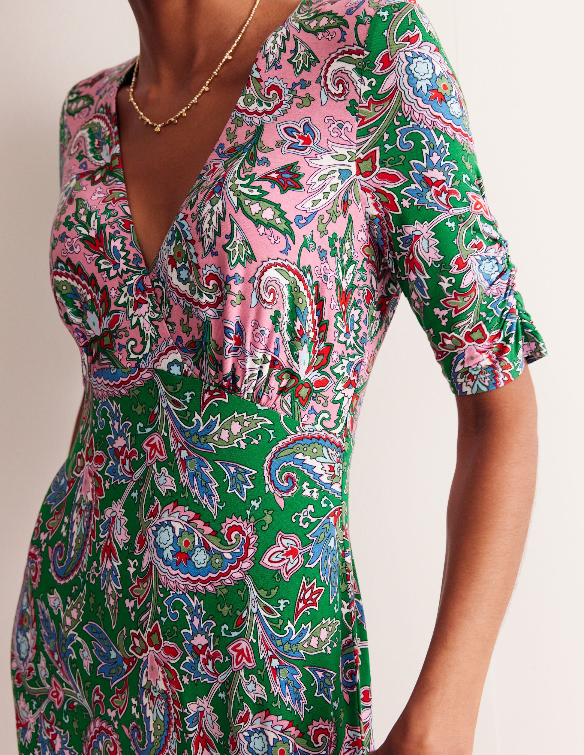 Rebecca Jersey Midi Tea Dress-Cashmere Rose, Paisley Azure-2