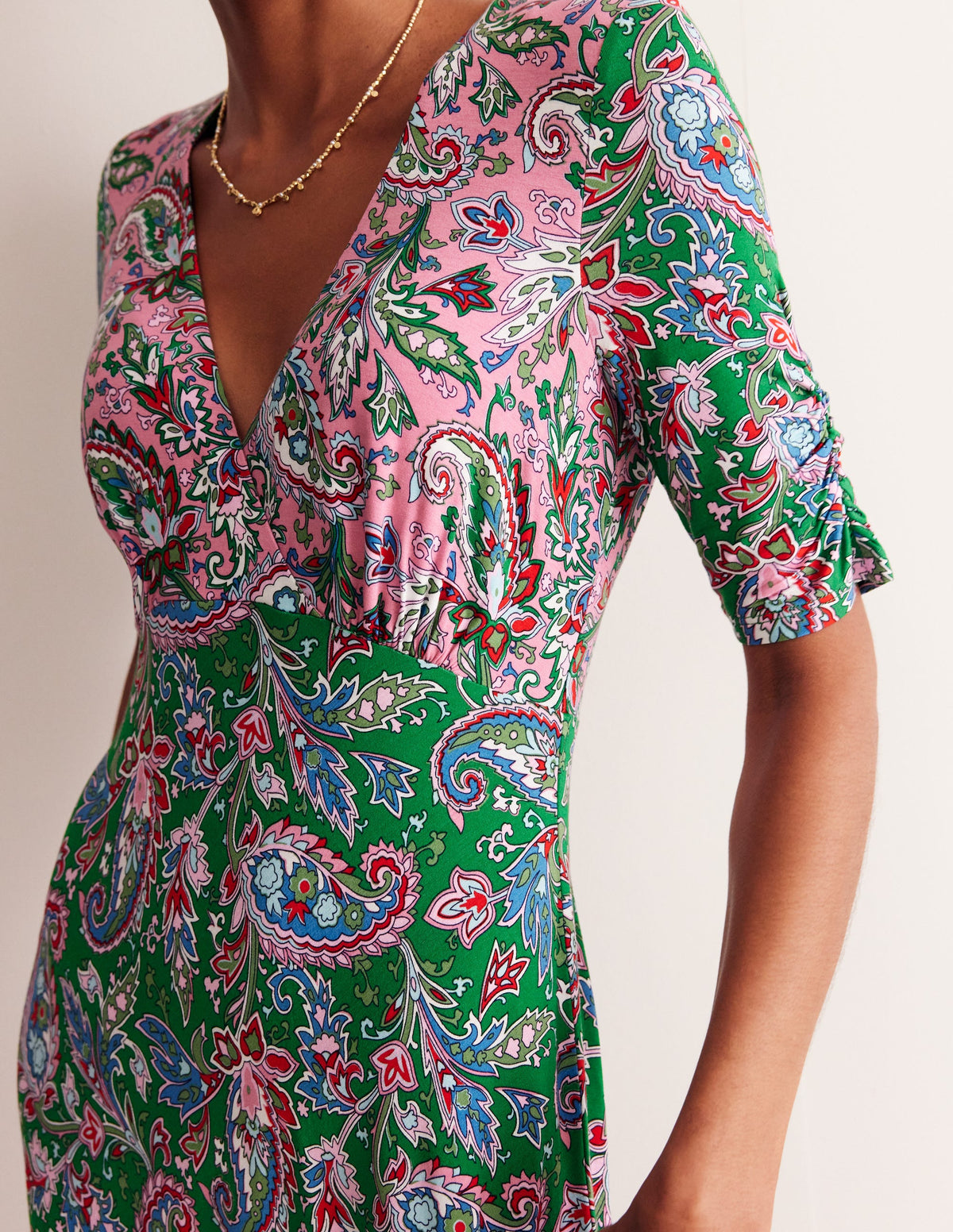 Rebecca Jersey Midi Tea Dress-Cashmere Rose, Paisley Azure - Image 2