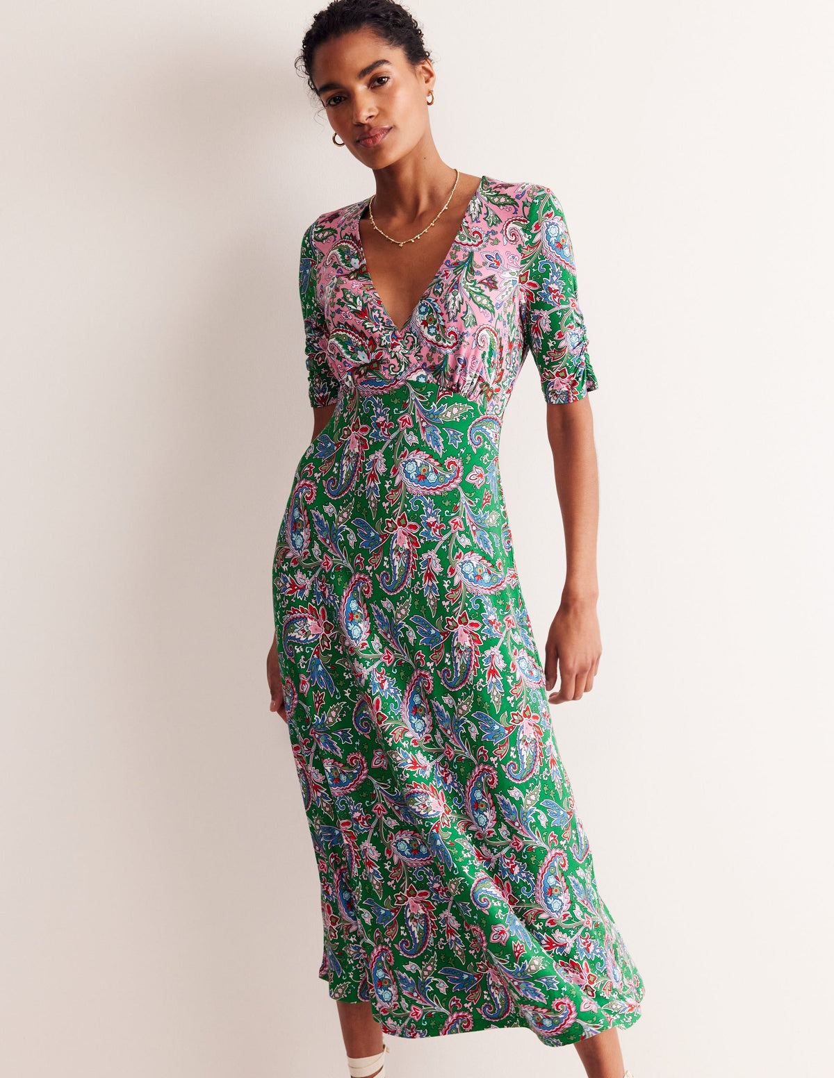 Rebecca Jersey Midi Tea Dress-Cashmere Rose, Paisley Azure-4