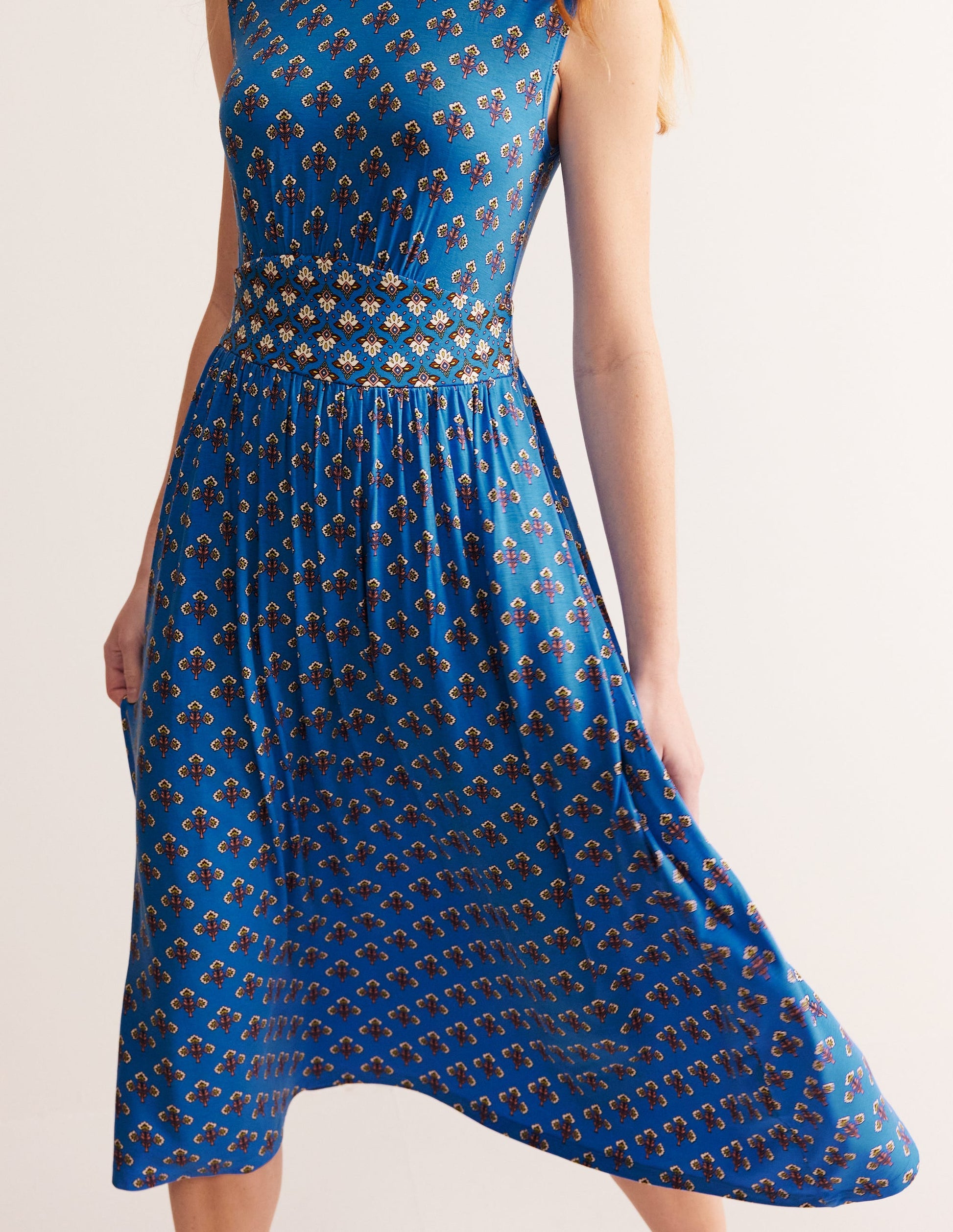 Thea Sleeveless Midi Dress-Indigo Bunting, Passion Stem-2
