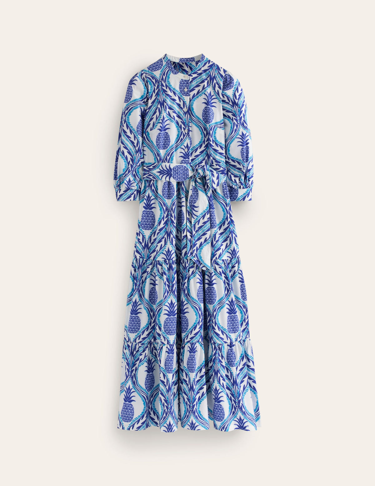 Alba Tiered Cotton Maxi Dress-Surf The Web, Pineapple Wave - Image 7