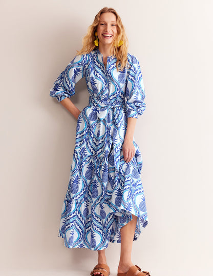 Alba Tiered Cotton Maxi Dress-Surf The Web, Pineapple Wave-1