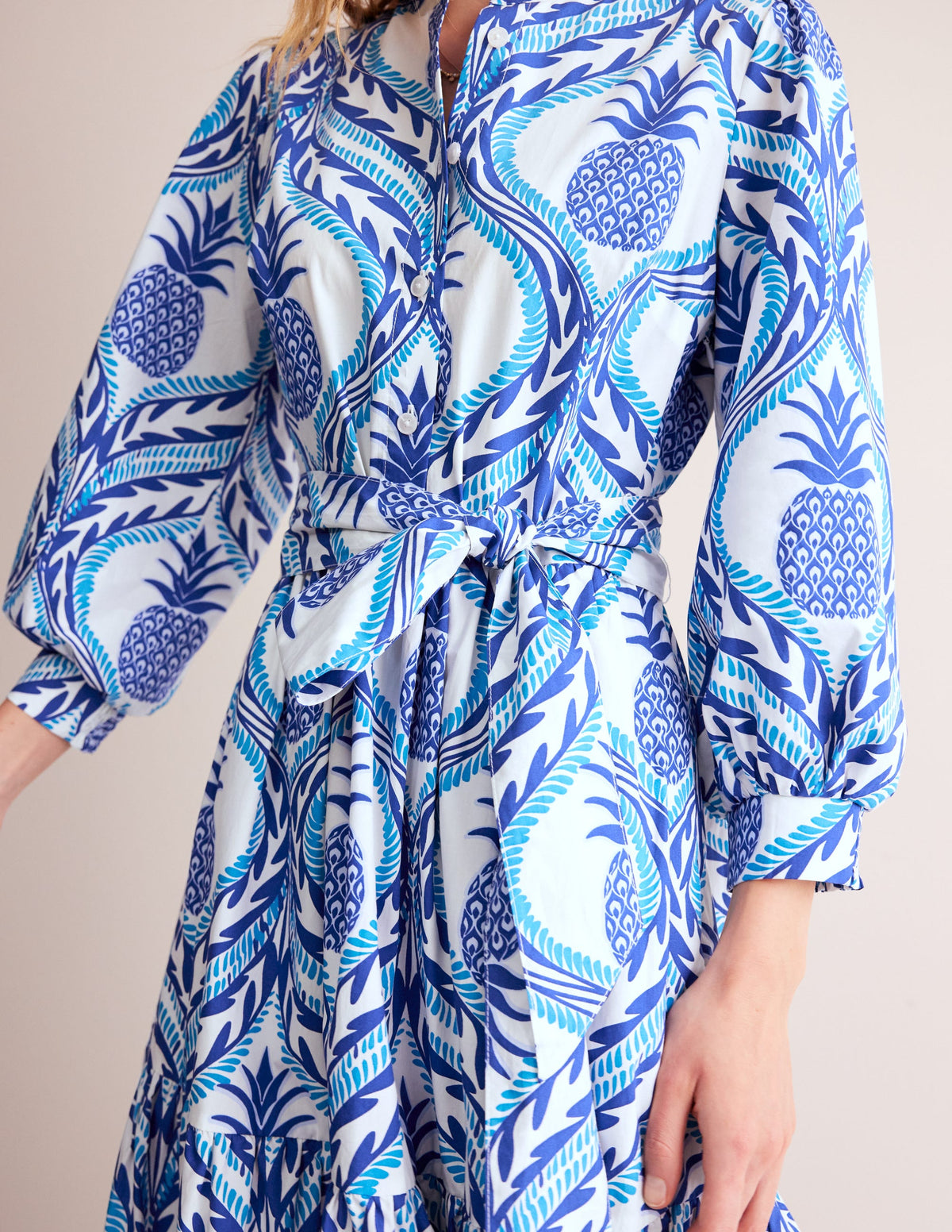Alba Tiered Cotton Maxi Dress-Surf The Web, Pineapple Wave - Image 2