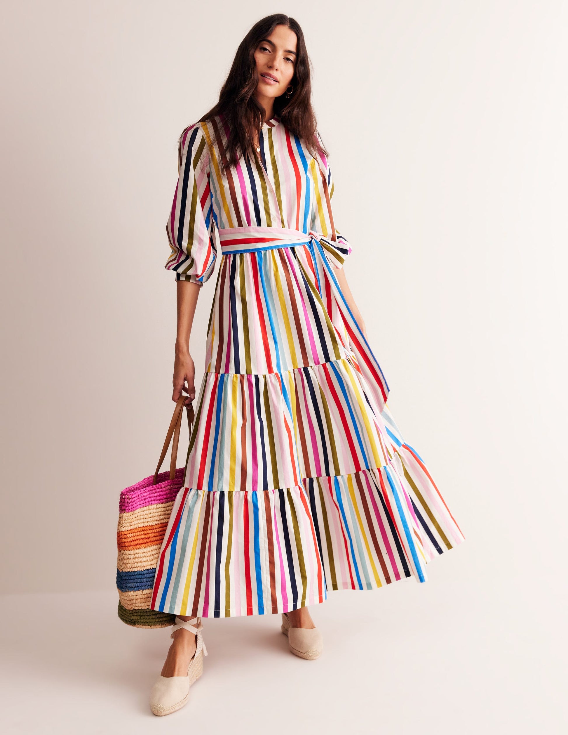 Alba Tiered Cotton Maxi Dress-Multistripe-1