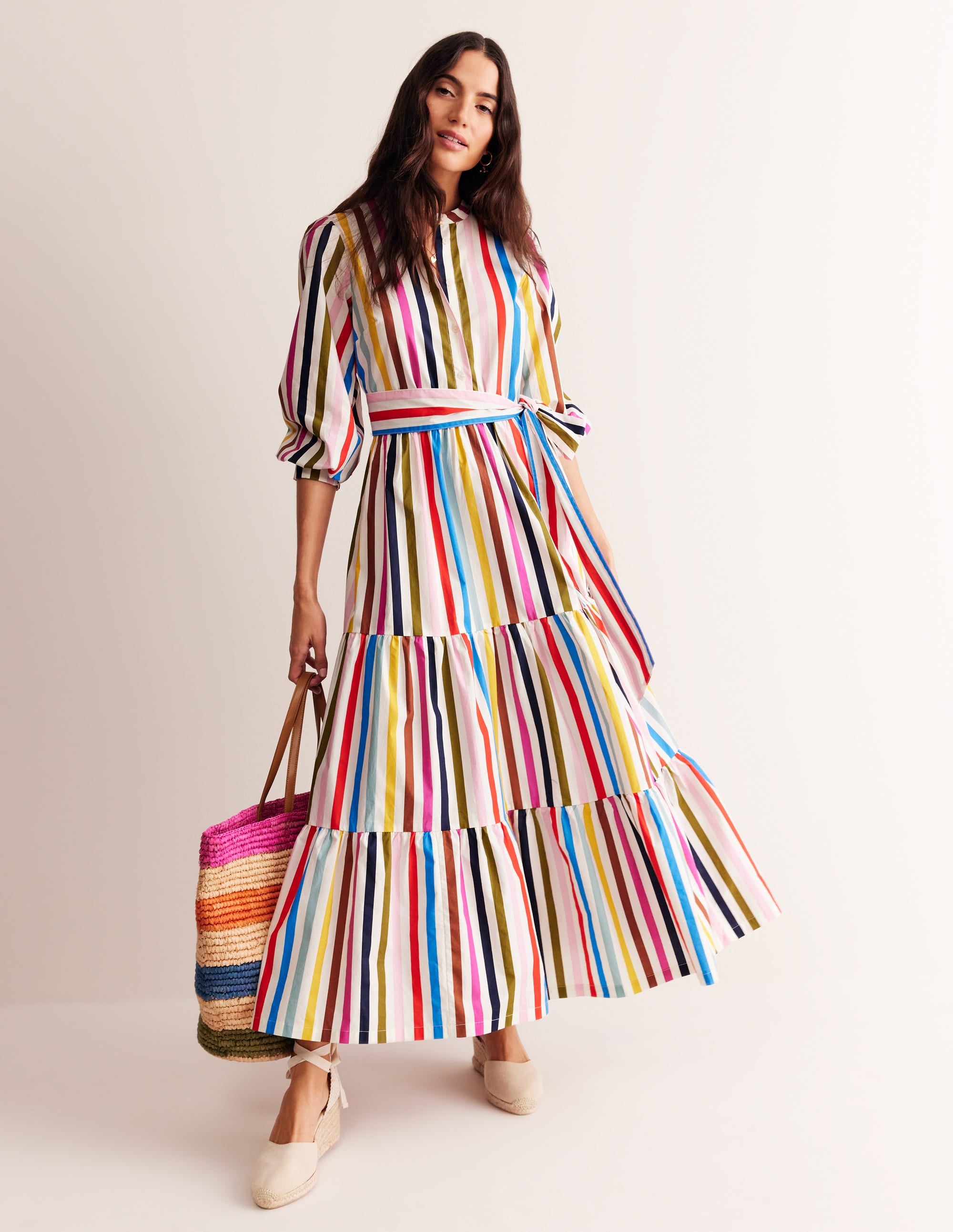 Alba Tiered Cotton Maxi Dress-Multistripe - Image 5